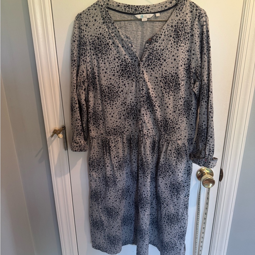 Boden Blue Grey Floral Patterned dress